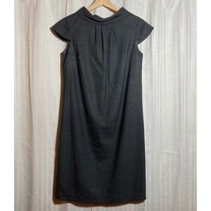 Brooks Brothers Petite Gray Wool Blend Portrait Collar Cap Sleeve Sheath Dress 6